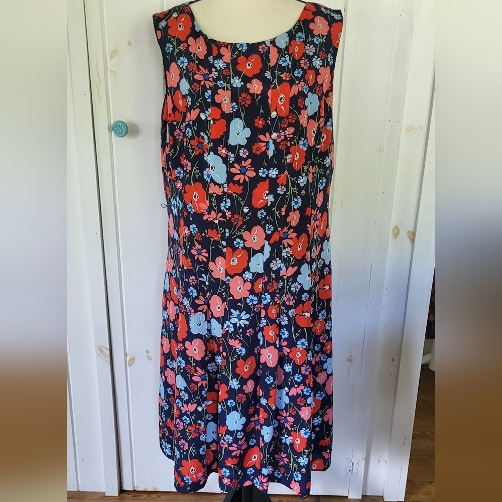 Retro Print Floral Panel Fit & Flare Tank Midi Dress